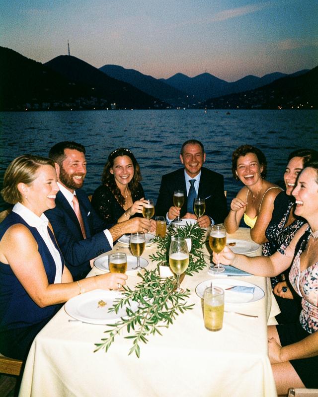 Wedding guests holding spritzes